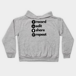 Podcast Editor - record, edit, share, repeat Kids Hoodie